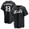 Ndoa NY.Mets #18 Darryl Strawberry Player Black Home Game Stitched Jerseys