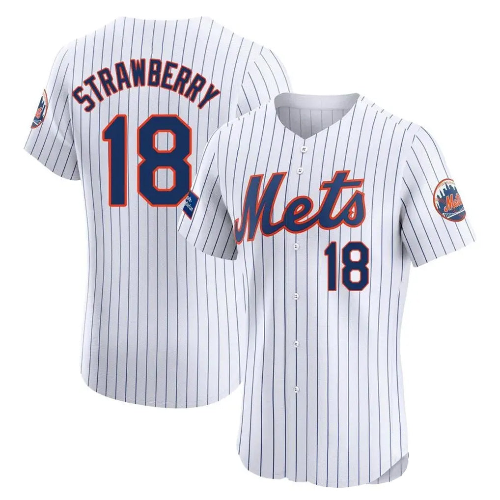 Ndoa NY.Mets #18 Darryl Strawberry Player White Home Limited Elite Stitched Jerseys