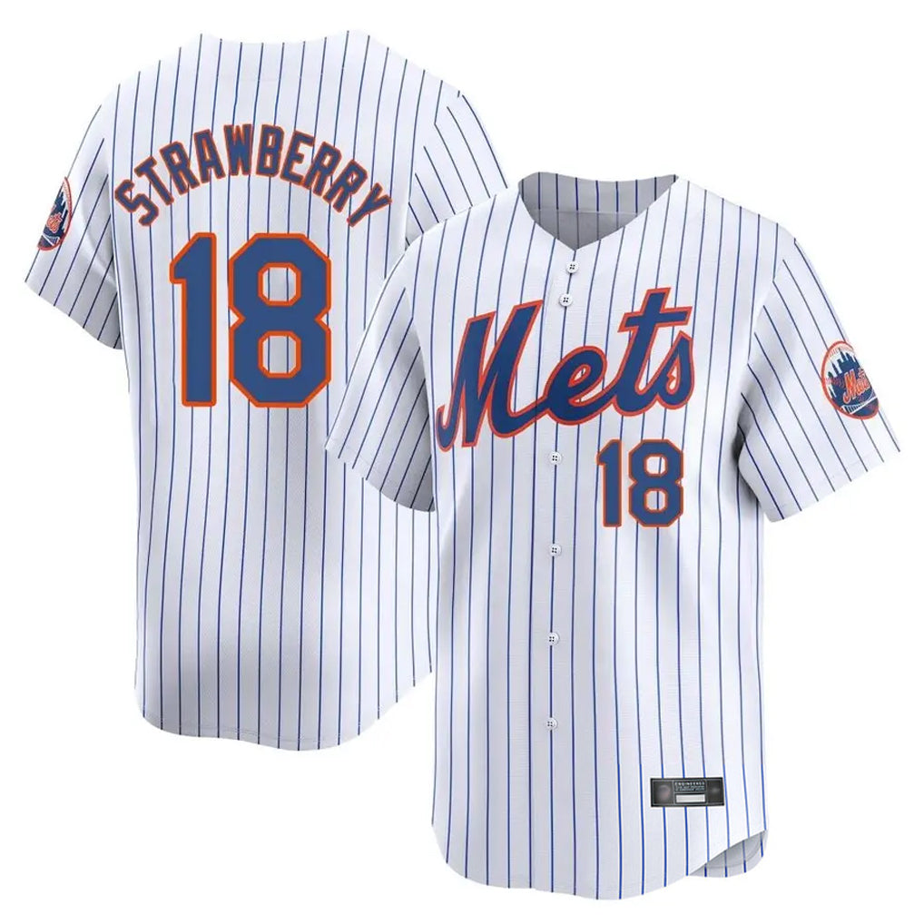 Ndoa NY.Mets #18 Darryl Strawberry Player White Home Limited Stitched Jerseys