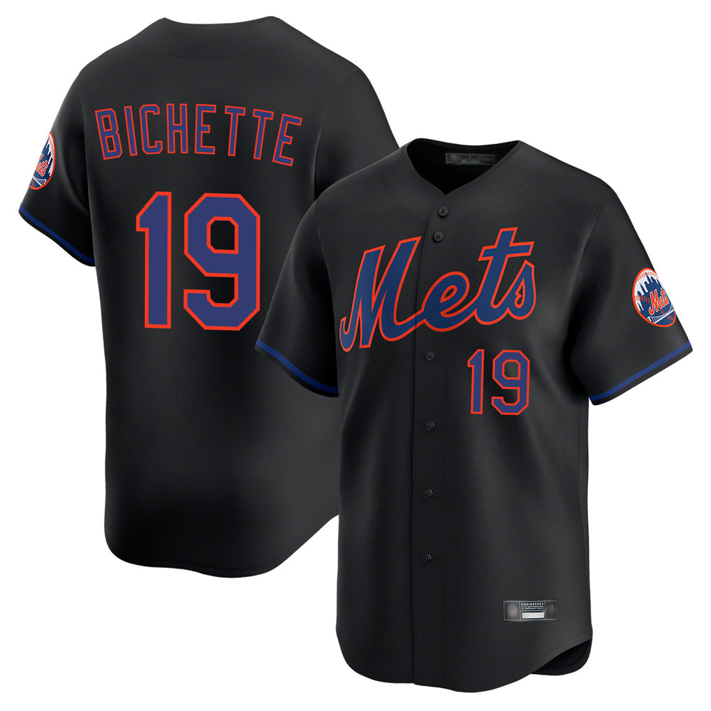 Ndoa NY.Mets #19 Bo Bichette Player Black Alternate Home Limited Stitched Jerseys