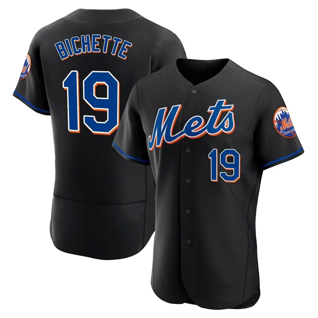 Ndoa NY.Mets #19 Bo Bichette Player Black Replica Home Limited Elite Stitched Jerseys