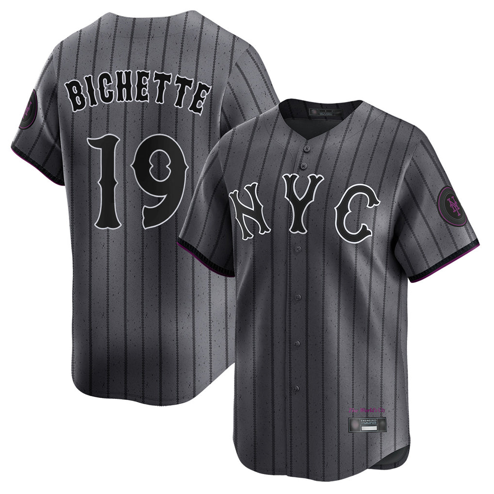 Ndoa NY.Mets #19 Bo Bichette Player Gray City Connect Limited Stitched Jerseys