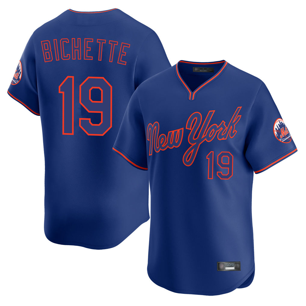 Ndoa NY.Mets #19 Bo Bichette Player Royal T-shirt Home Limited Elite Stitched Jerseys