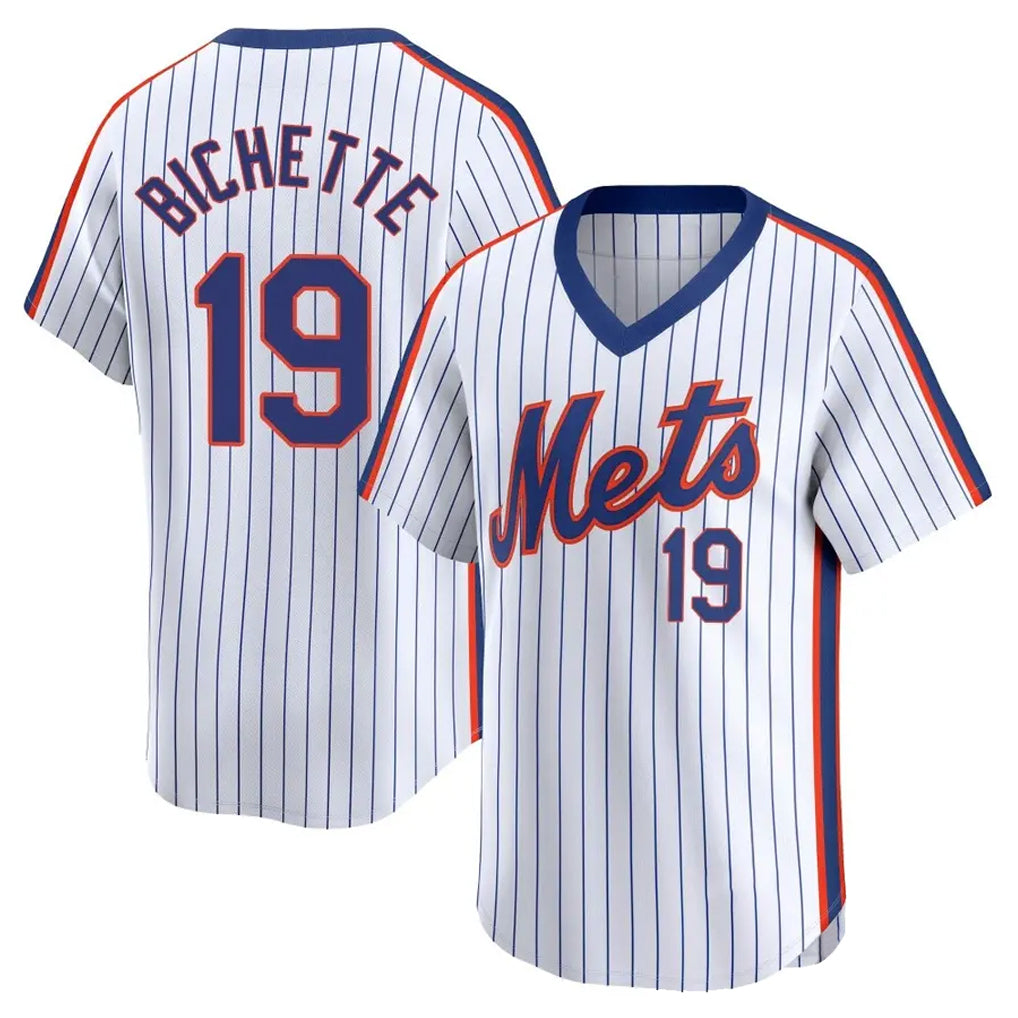Ndoa NY.Mets #19 Bo Bichette Player White Cooperstown Collection T-shirt Game Stitched Jerseys