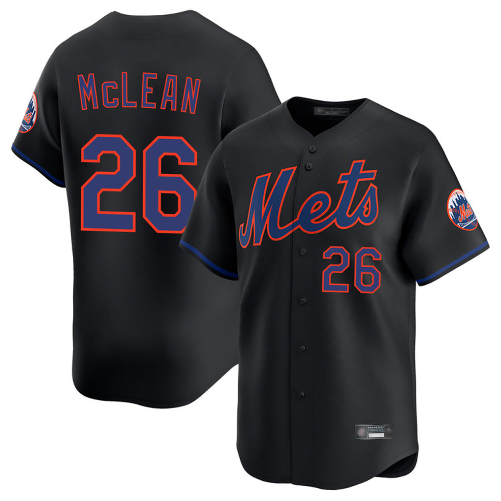 Ndoa NY.Mets #26 Nolan McLean Player Black Alternate Home Limited Stitched Jerseys