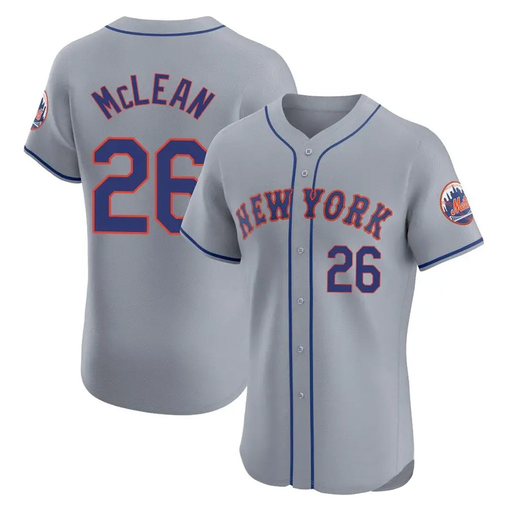 Ndoa NY.Mets #26 Nolan McLean Player Gray Road Limited Elite Home Stitched Jerseys