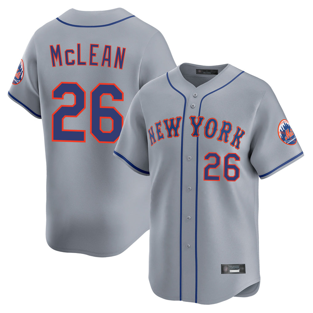Ndoa NY.Mets #26 Nolan McLean Player Gray Road Limited Home Stitched Jerseys