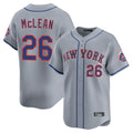 Ndoa NY.Mets #26 Nolan McLean Player Gray Road Limited Home Stitched Jerseys