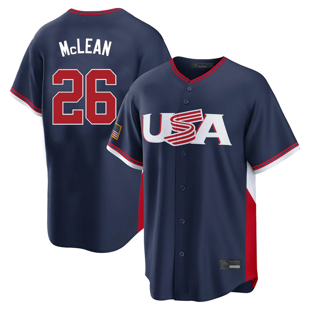 Ndoa NY.Mets #26 Nolan McLean Player Navy USA 2026 World Classic Home Limited Stitched Jerseys