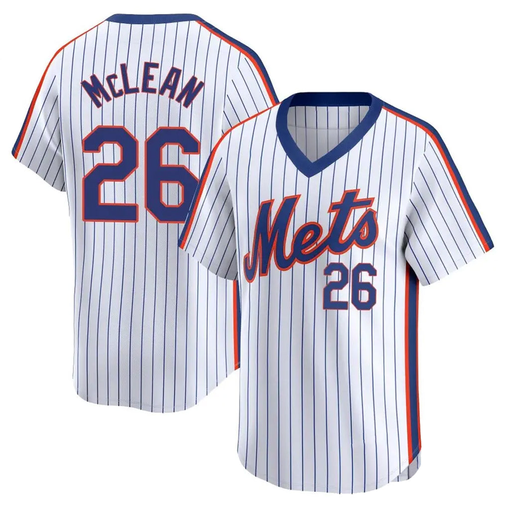Ndoa NY.Mets #26 Nolan McLean Player White Cooperstown Collection T-shirt Game Stitched Jerseys
