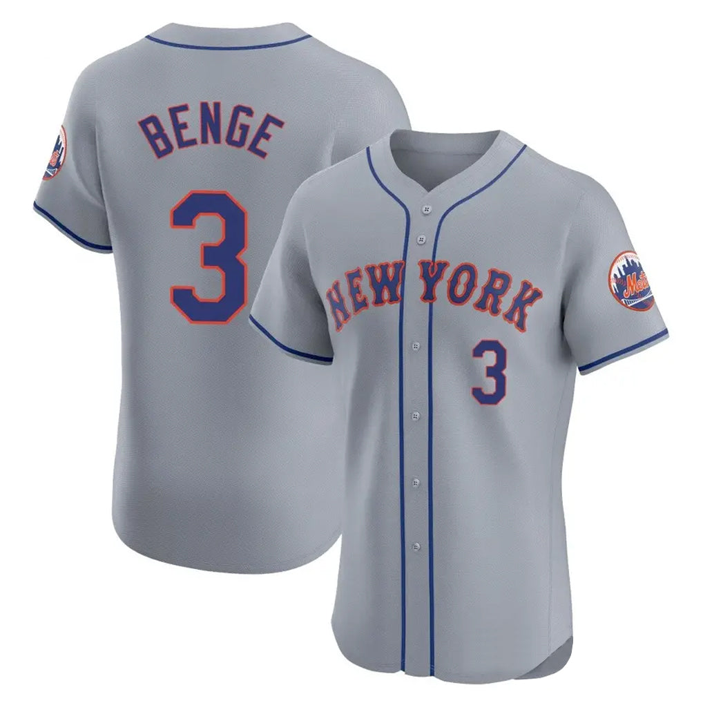 Ndoa NY.Mets #3 Carson Benge Player Gray Road Limited Elite Home Stitched Jerseys