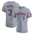 Ndoa NY.Mets #3 Carson Benge Player Gray Road Limited Elite Home Stitched Jerseys