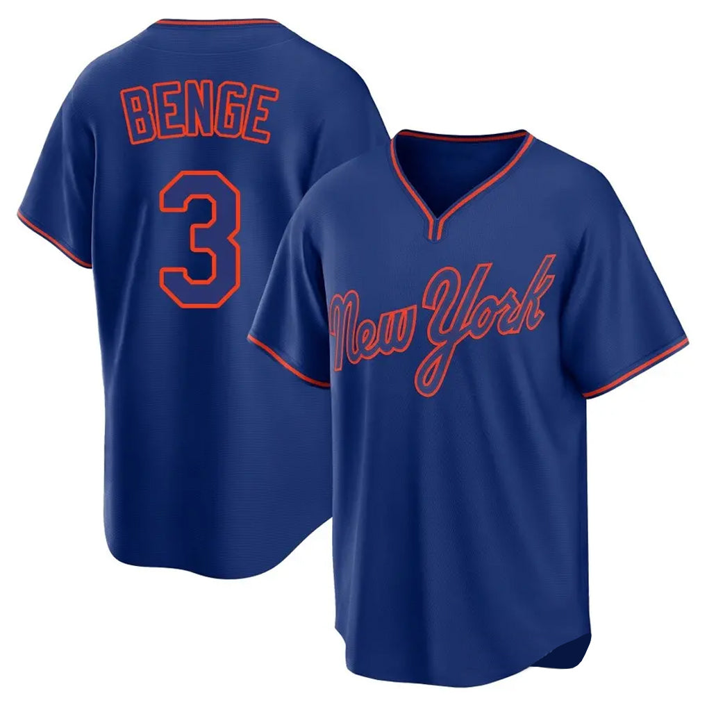 Ndoa NY.Mets #3 Carson Benge Player Royal T-shirt Home Game Stitched Jerseys