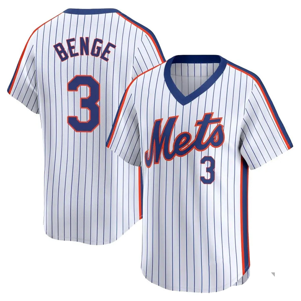 Ndoa NY.Mets #3 Carson Benge Player White Cooperstown Collection T-shirt Game Stitched Jerseys