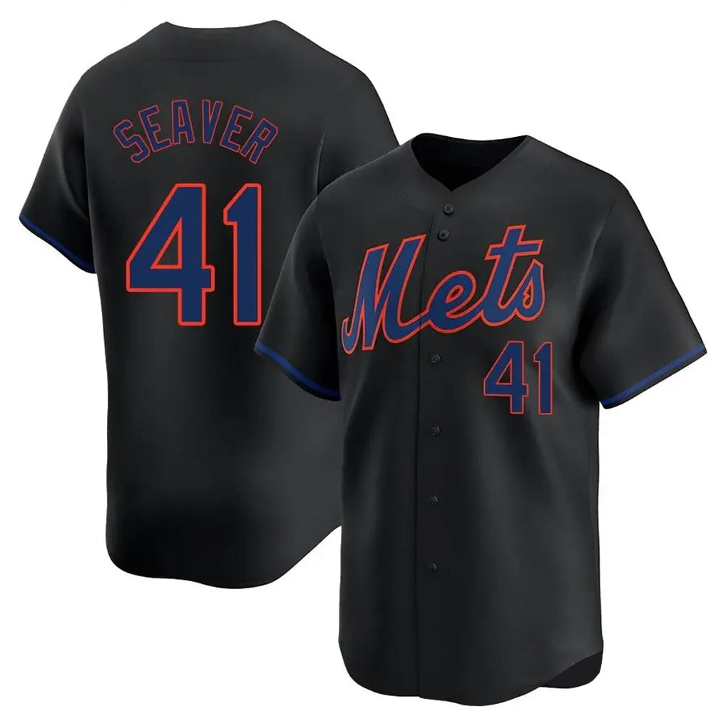Ndoa NY.Mets #41 Tom Seaver Player Black Alternate Home Limited Stitched Jerseys