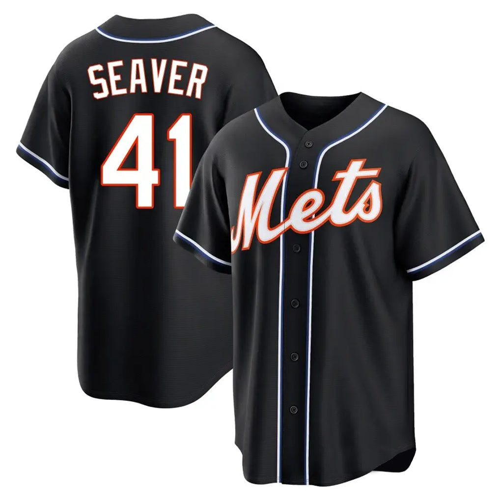 Ndoa NY.Mets #41 Tom Seaver Player Black Fashion Out Game Stitched Jerseys