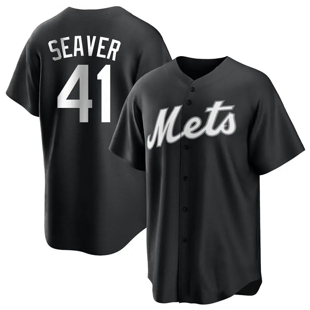 Ndoa NY.Mets #41 Tom Seaver Player Black Home Game Stitched Jerseys