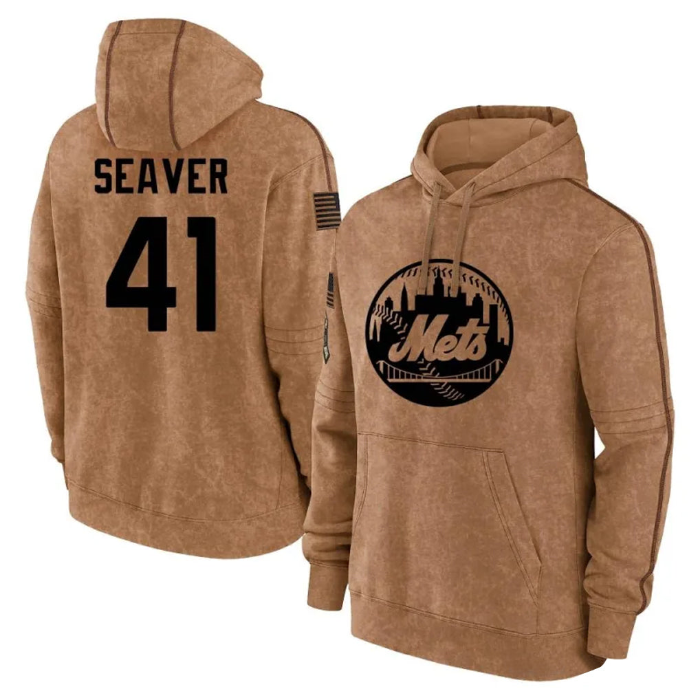 Ndoa NY.Mets #41 Tom Seaver Player Brown Club Pullover Hoodie Game Stitched Jerseys