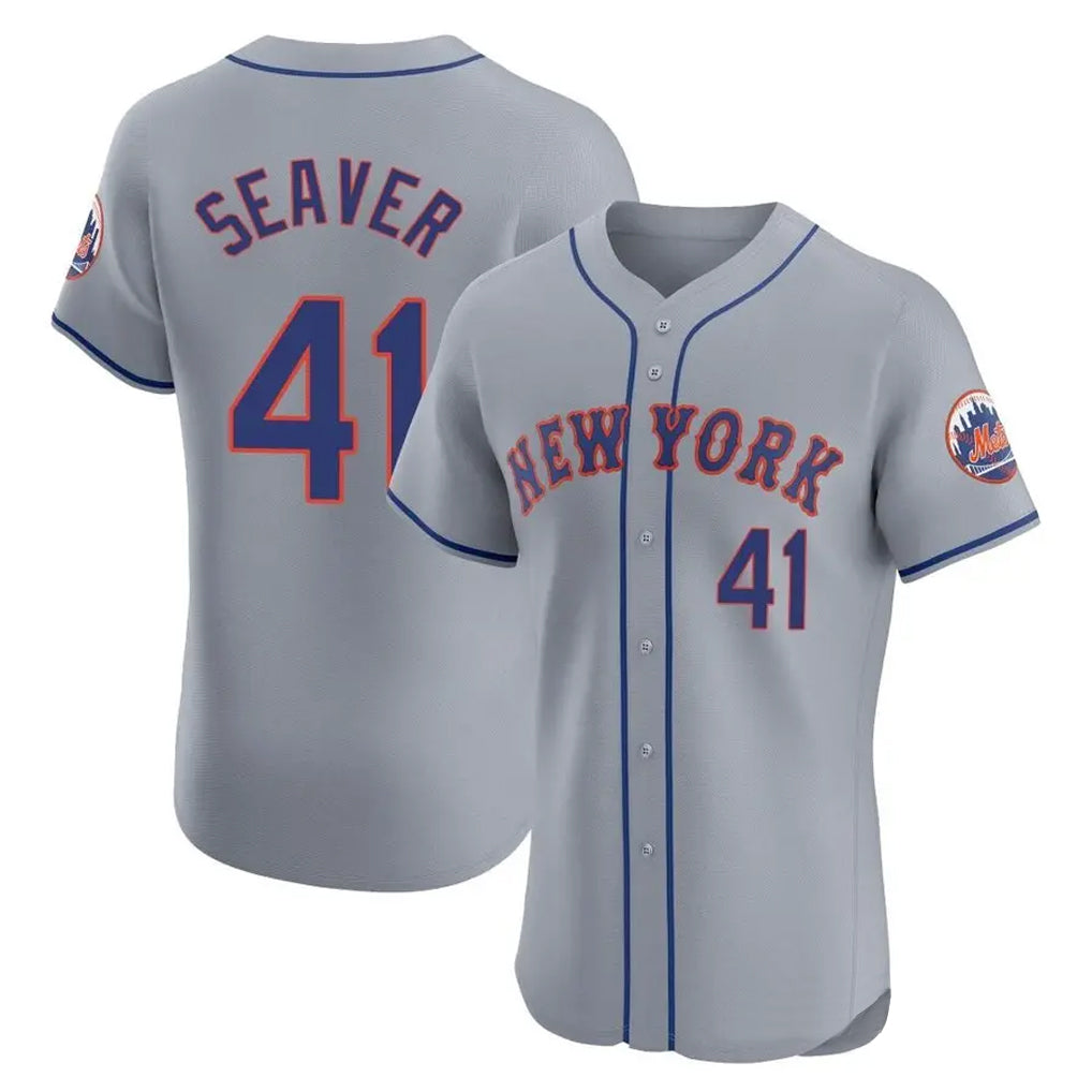 Ndoa NY.Mets #41 Tom Seaver Player Gray Road Limited Elite Home Stitched Jerseys