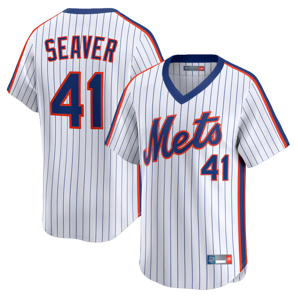 Ndoa NY.Mets #41 Tom Seaver Player White Cooperstown Collection T-shirt Game Stitched Jerseys