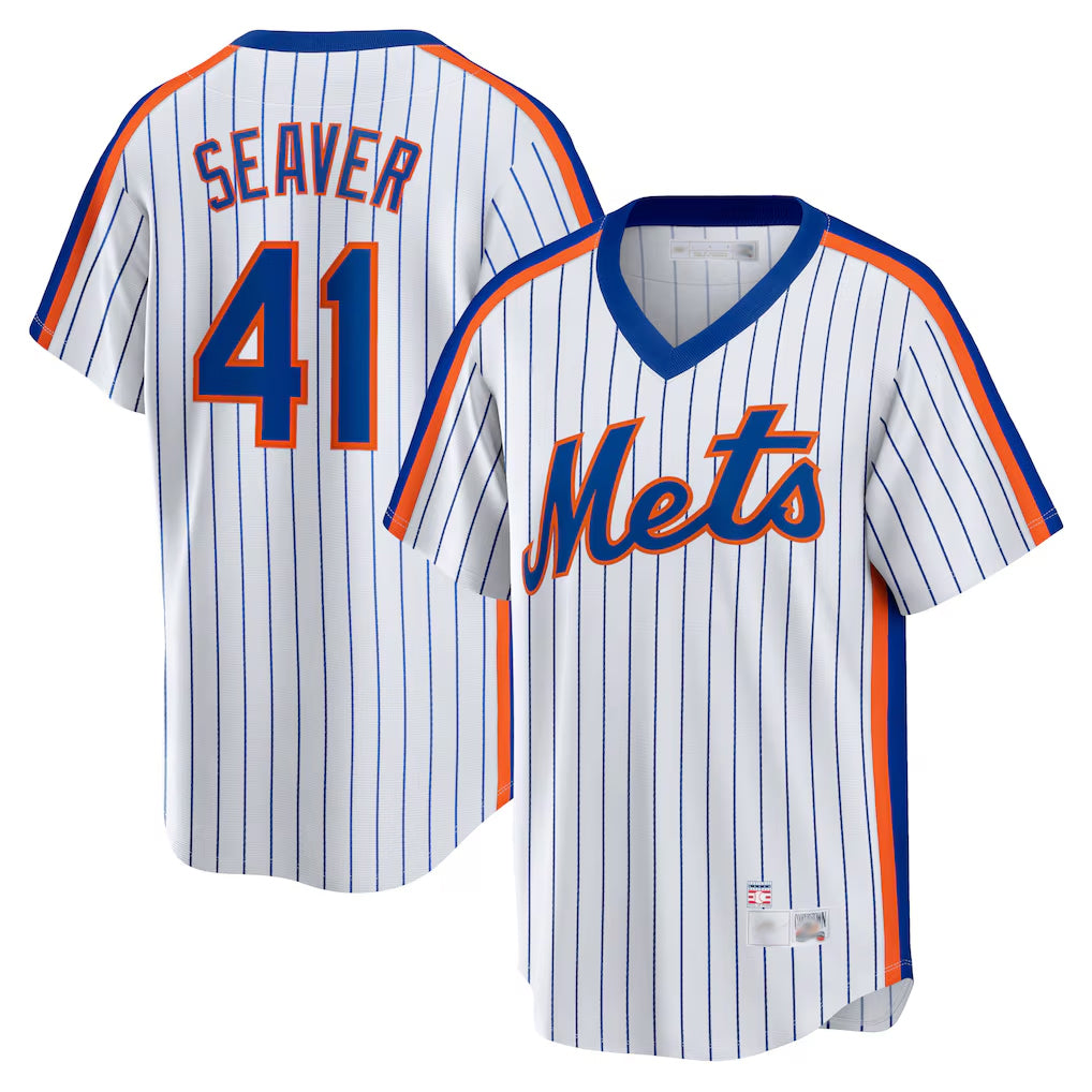 Ndoa NY.Mets #41 Tom Seaver Player White Cooperstown Collection T-shirt Home Stitched Jerseys