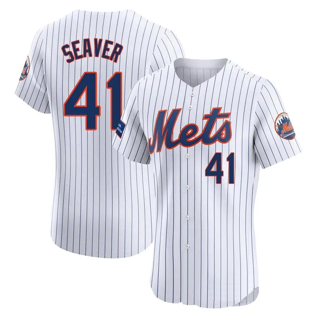 Ndoa NY.Mets #41 Tom Seaver Player White Home Limited Elite Stitched Jerseys
