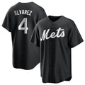 Ndoa NY.Mets #4 Francisco Alvarez Player Black Home Game Stitched Jerseys