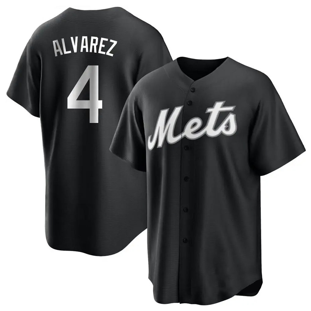 Ndoa NY.Mets #4 Francisco Alvarez Player Black Home Game Stitched Jerseys