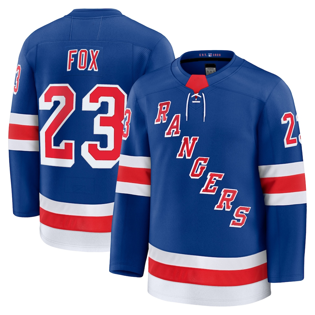 Ndoa NY.Rangers #23 Adam Fox Blue Home Premium Jerseys