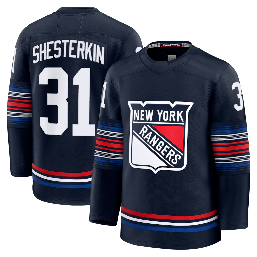 Ndoa NY.Rangers #31 Igor Shesterkin Navy Alternate Premier Player Jerseys