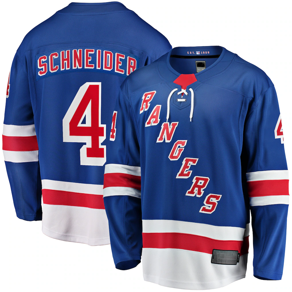 Ndoa NY.Rangers #4 Braden Schneider Blue Home Premier Breakaway Jerseys