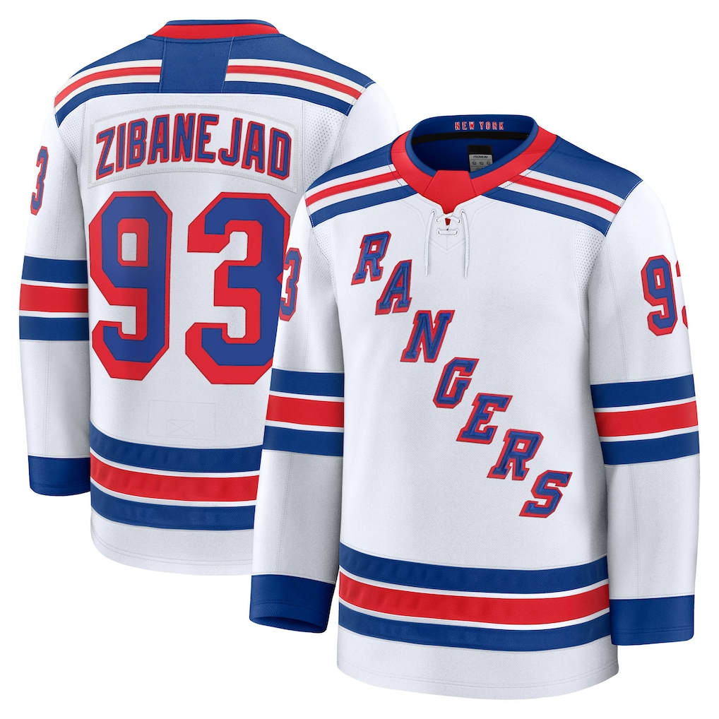 Ndoa NY.Rangers #93 Mika Zibanejad White Away Premium Jerseys