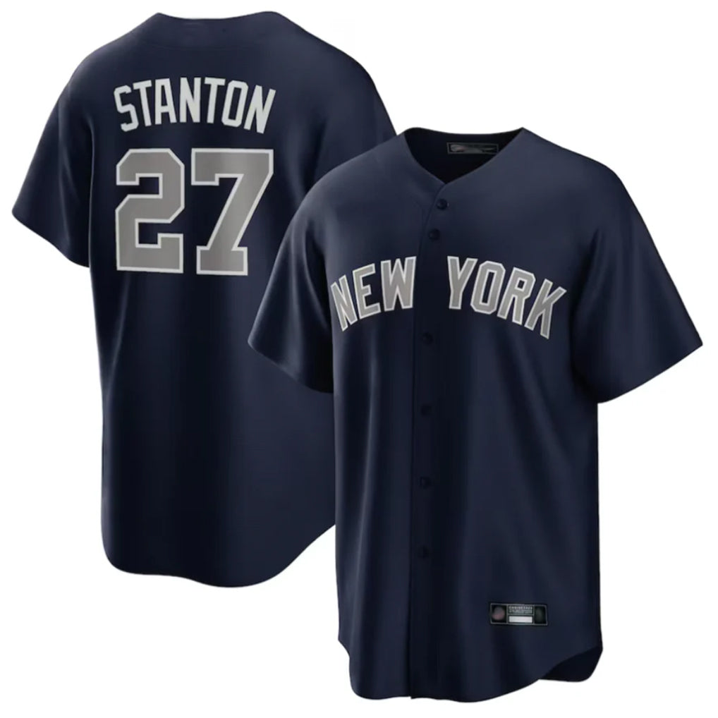 Ndoa NY.Yankees #27 Giancarlo Stanton Player Navy Replica Game Stitched Jerseys
