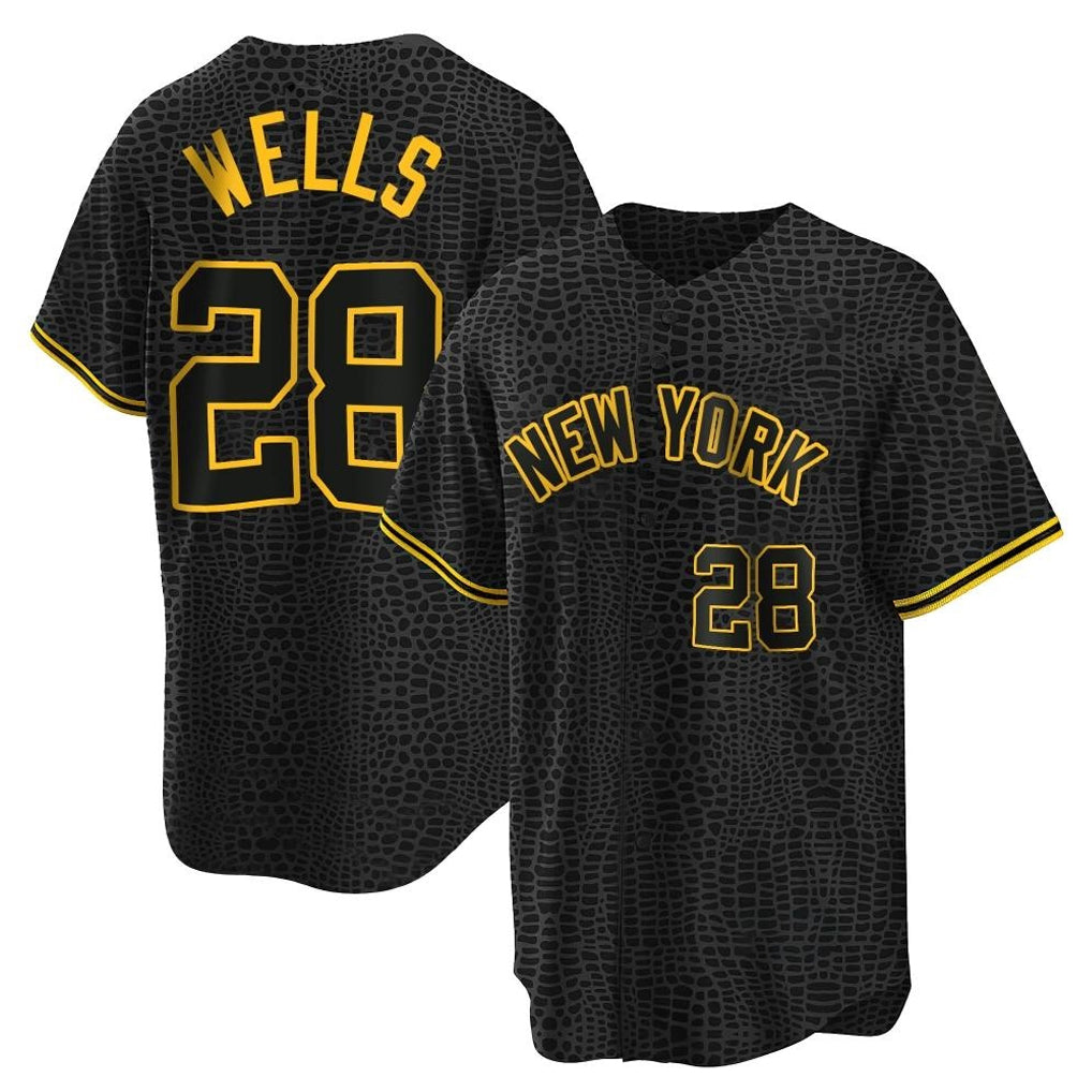 Ndoa NY.Yankees #28 Austin Wells Player Black Snake Skin City Game Home Stitched Jerseys