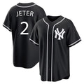 Ndoa NY.Yankees #2 Derek Jeter Player Black Out Game Home Stitched Jerseys