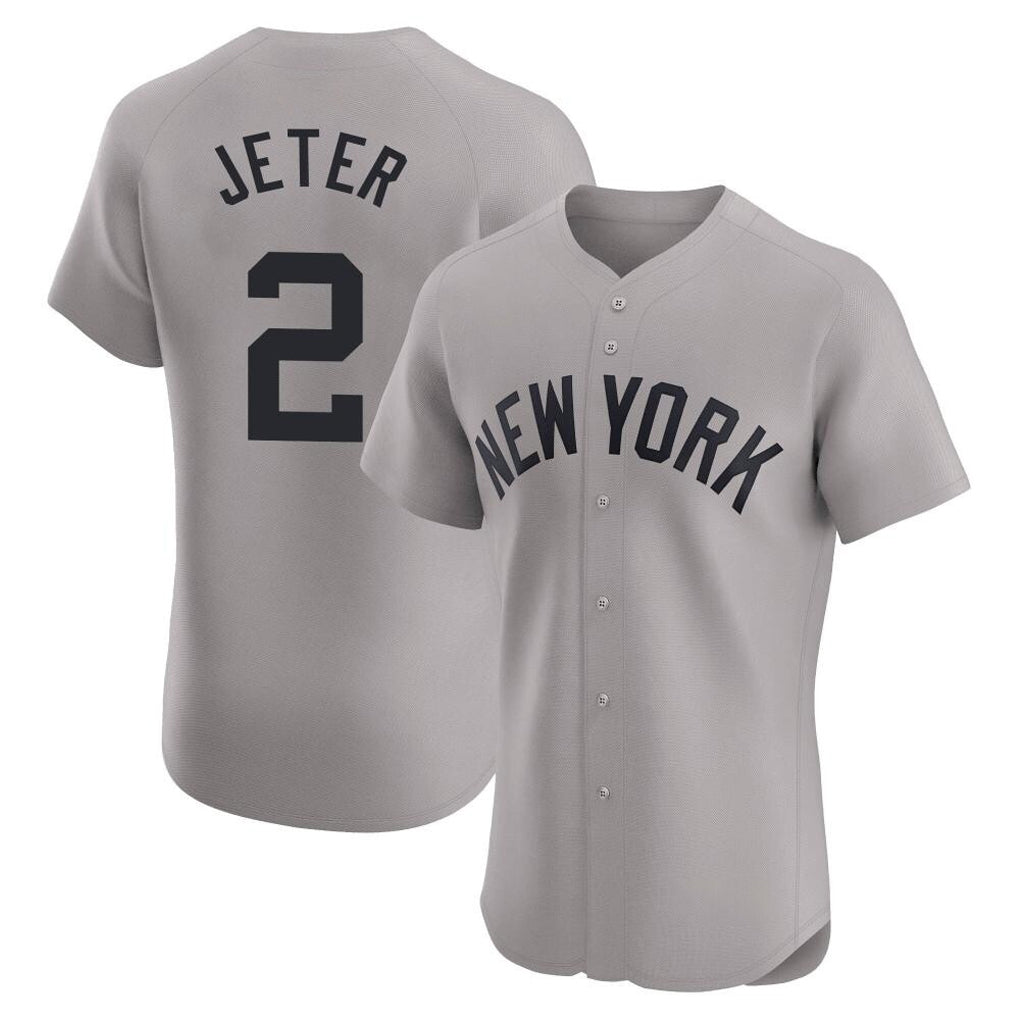 Ndoa NY.Yankees #2 Derek Jeter Player Gray Limited Elite Home Stitched Jerseys
