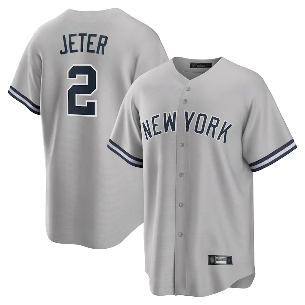 Ndoa NY.Yankees #2 Derek Jeter Player Gray Road Game Stitched Jerseys