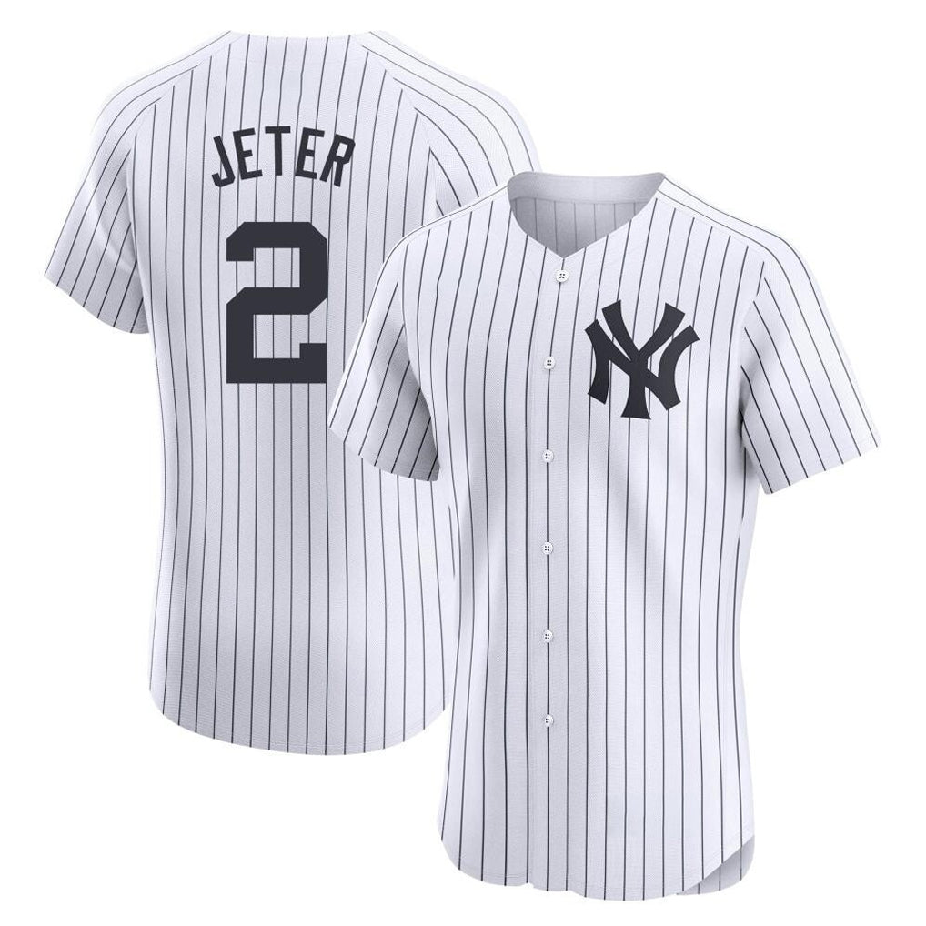 Ndoa NY.Yankees #2 Derek Jeter Player White Limited Elite Home Stitched Jerseys