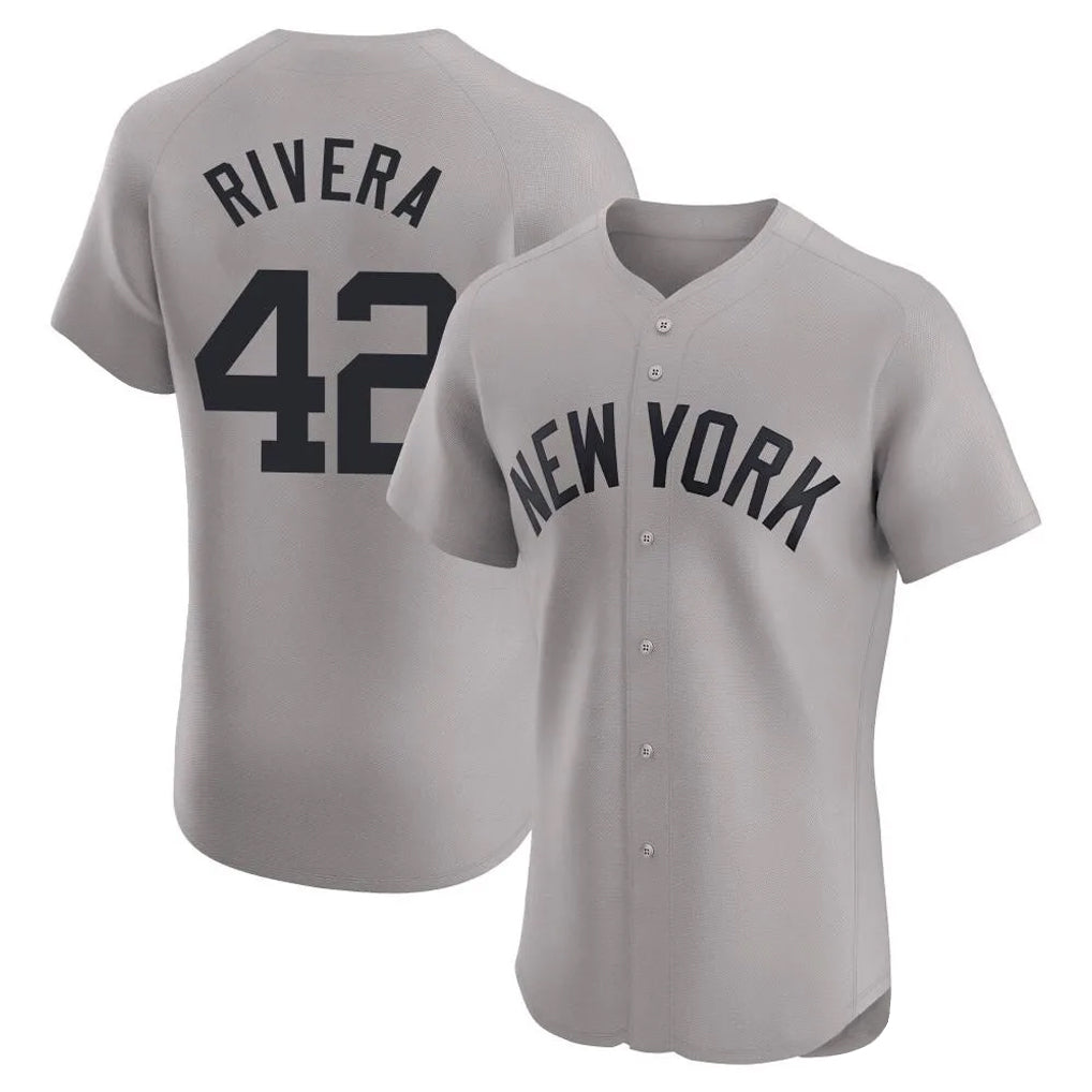 Ndoa NY.Yankees #42 Mariano Rivera Player Gray Limited Elite Home Stitched Jerseys
