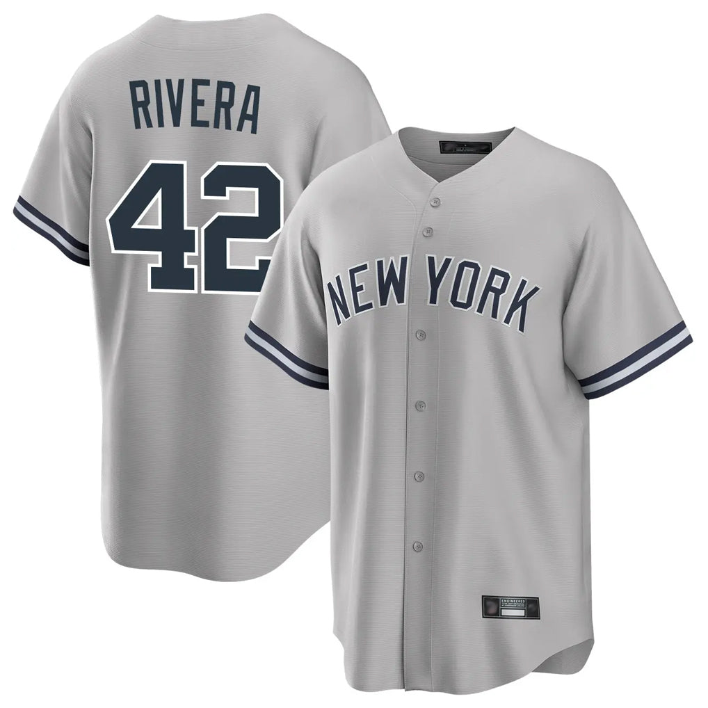 Ndoa NY.Yankees #42 Mariano Rivera Player Gray Road Game Stitched Jerseys