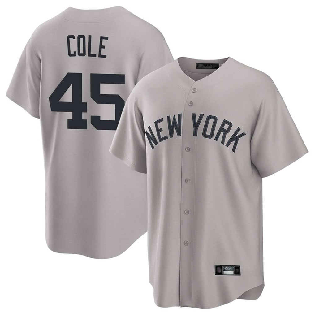 Ndoa NY.Yankees #45 Gerrit Cole Player Gray Game Home Stitched Jerseys