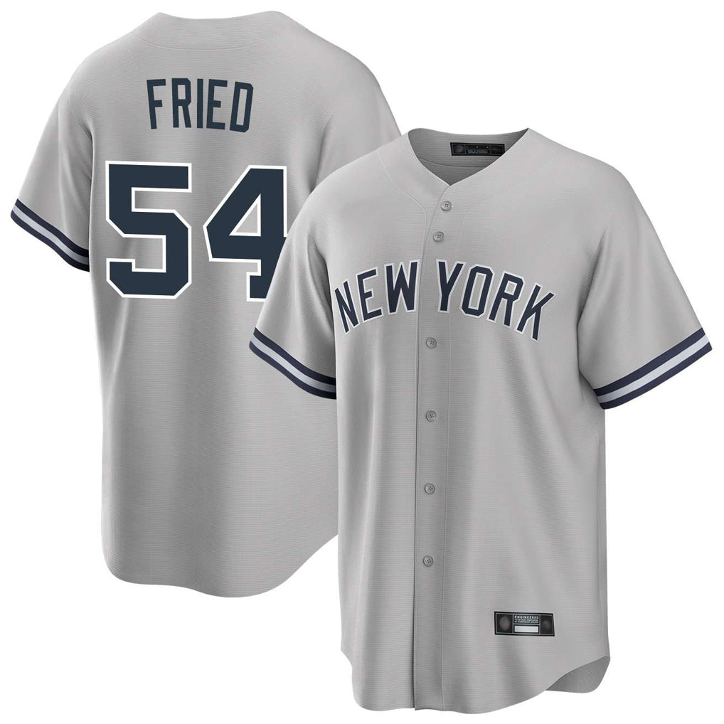 Ndoa NY.Yankees #54 Max Fried Player Gray Road Game Stitched Jerseys