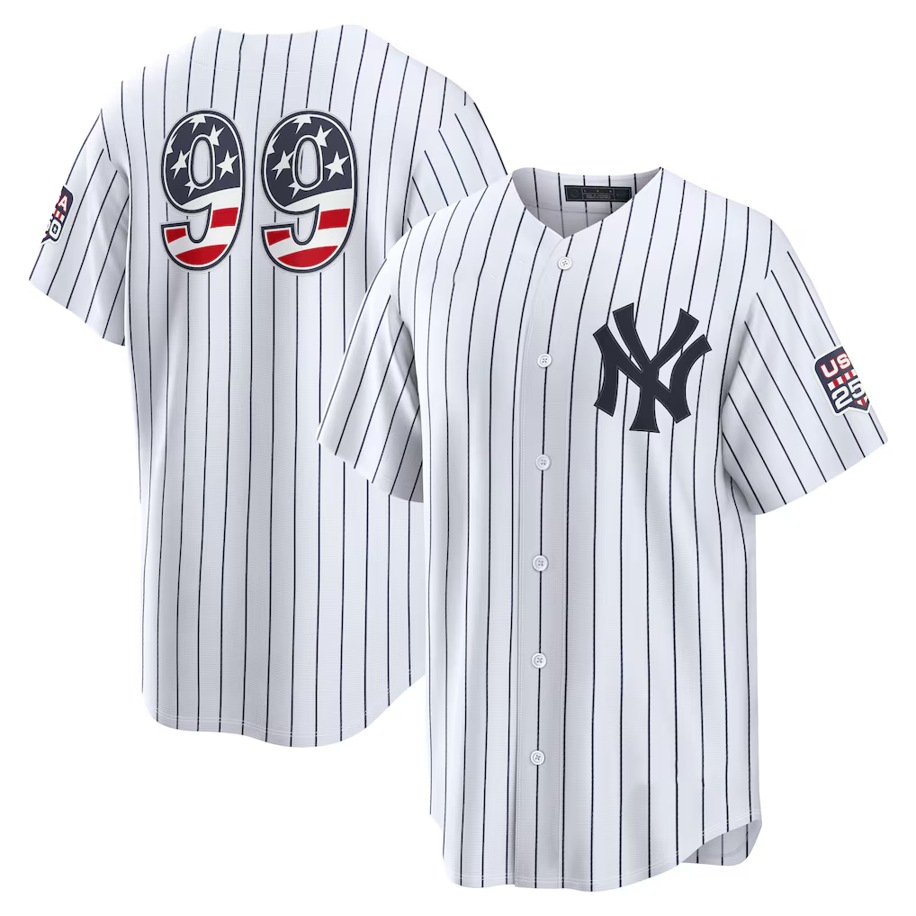 Ndoa NY.Yankees #99 Aaron Judge White USA 250 Fourth of July Home Stadium Jersey