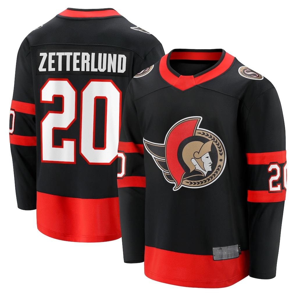 Ndoa O.Senators #20 Fabian Zetterlund Black Home Breakaway Jerseys