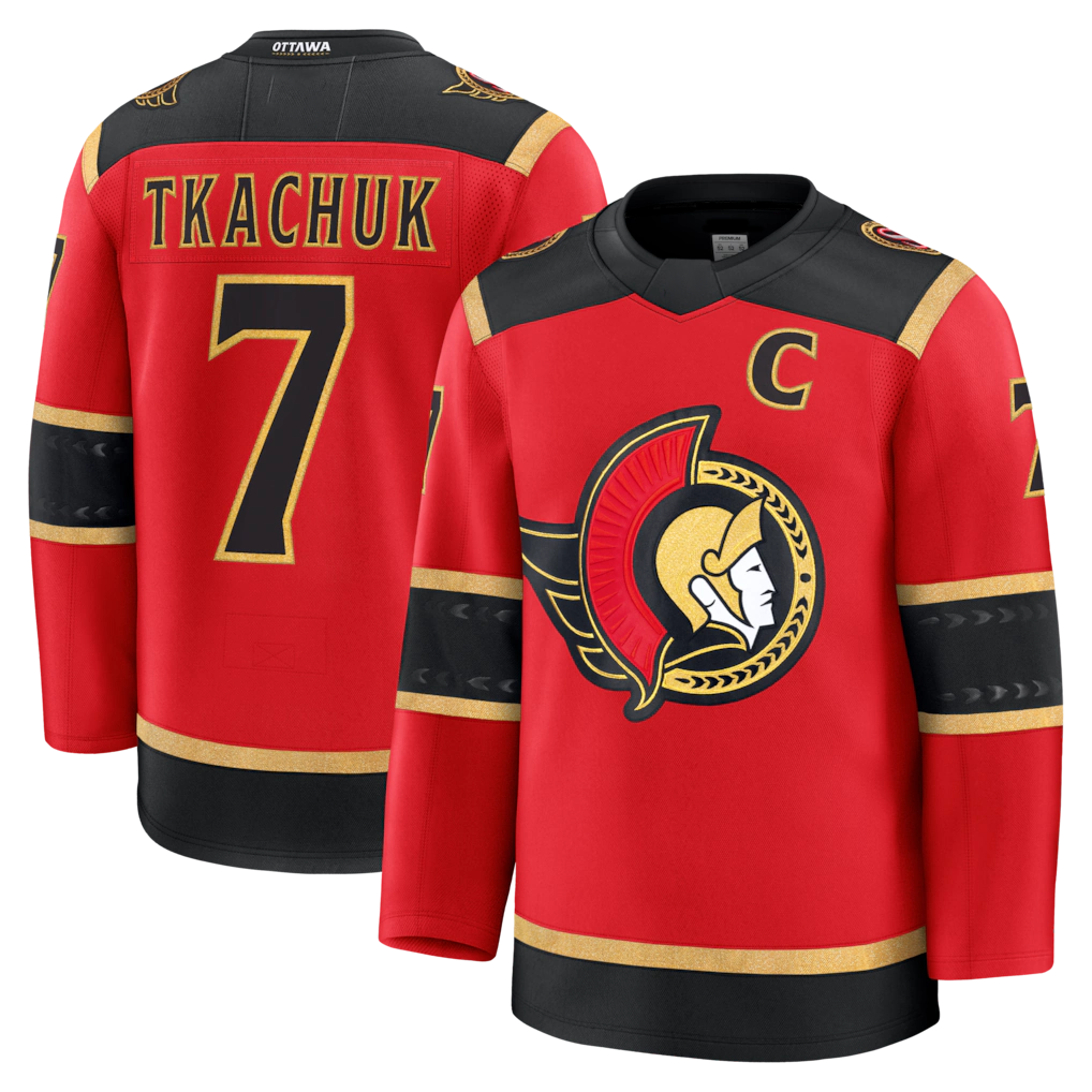 Ndoa O.Senators #7 Brady Tkachuk Red Alternate Premium Jerseys