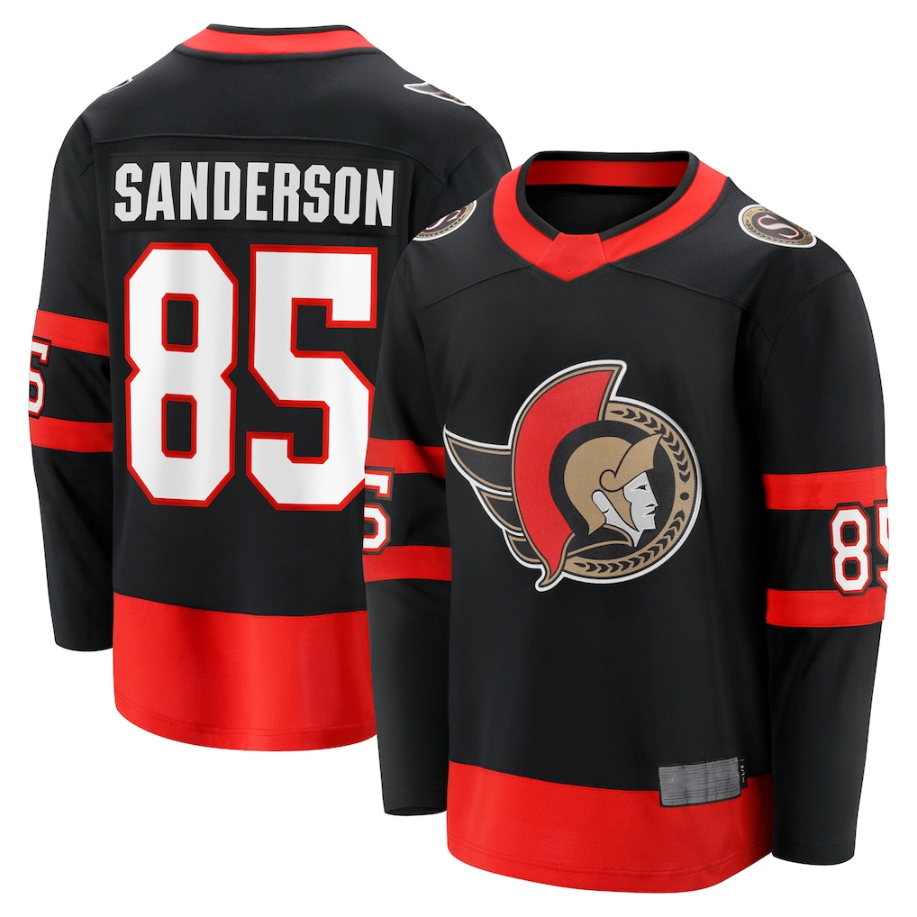 Ndoa O.Senators #85 Jake Sanderson Black Home Breakaway Jerseys