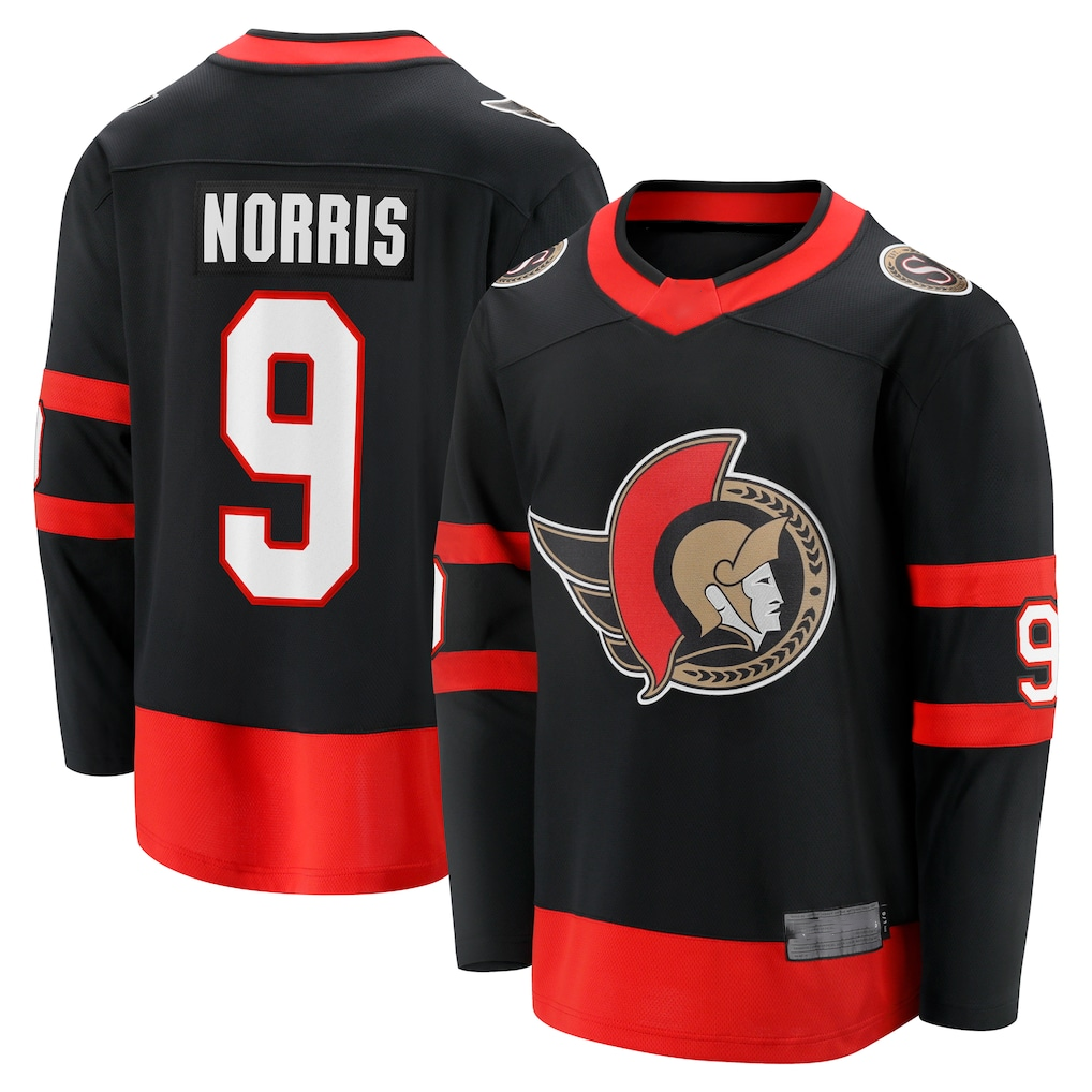 Ndoa O.Senators #9 Josh Norris Black Home Breakaway Jerseys