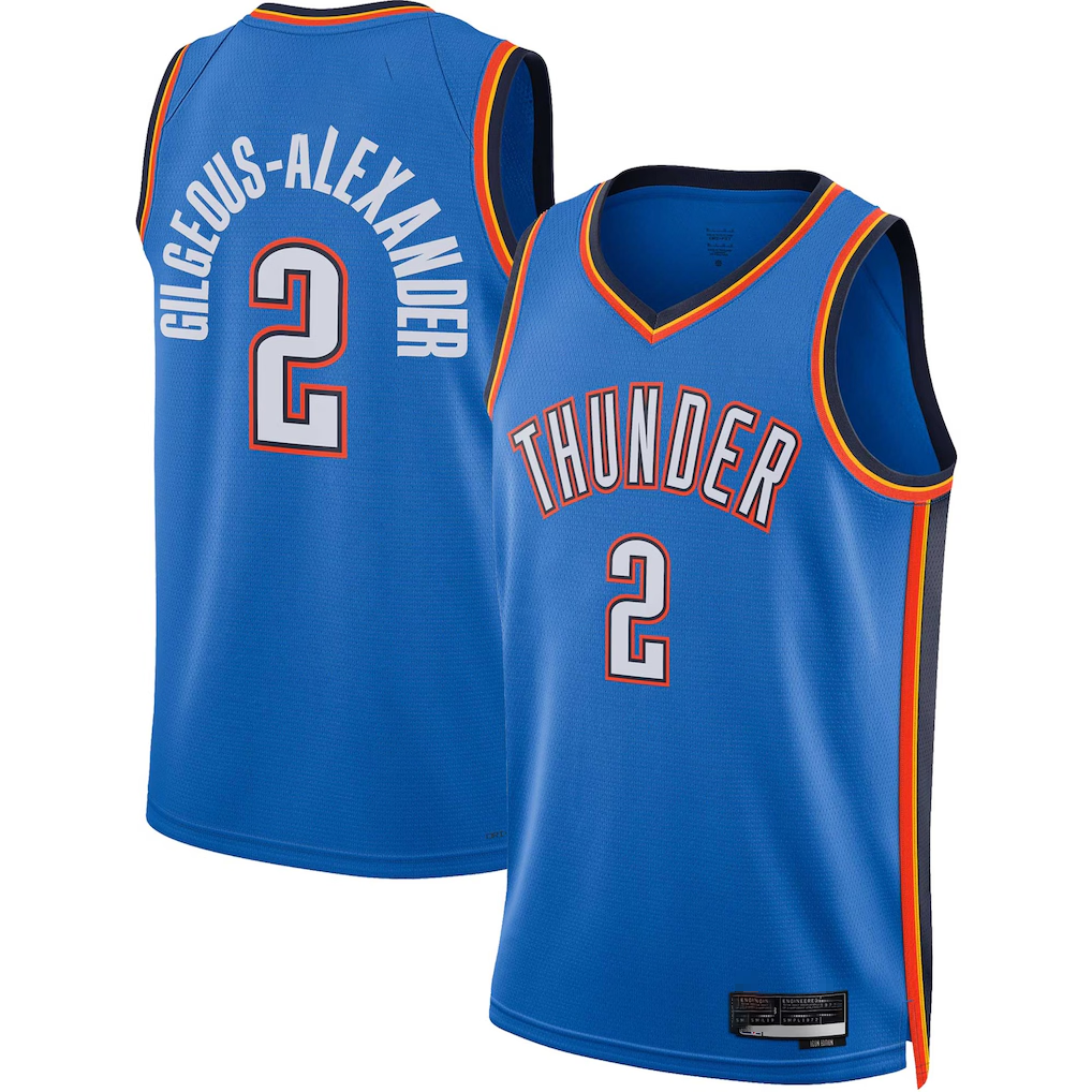 Ndoa OC.Thunder #2 Shai Gilgeous-Alexander Blue Swingman Stitched Jerseys - Icon Edition