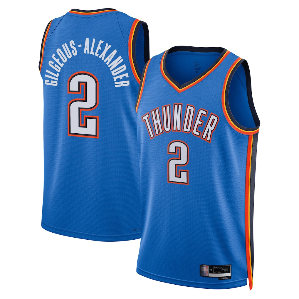 Ndoa OC.Thunder #2 Shai Gilgeous-Alexander Blue Swingman Stitched Jerseys- Icon Edition