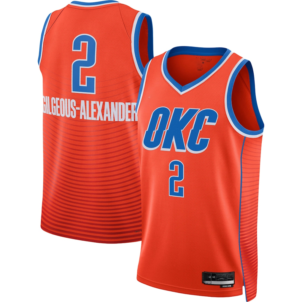 Ndoa OC.Thunder #2 Shai Gilgeous-Alexander Orange Swingman Stitched Jerseys - Statement Edition